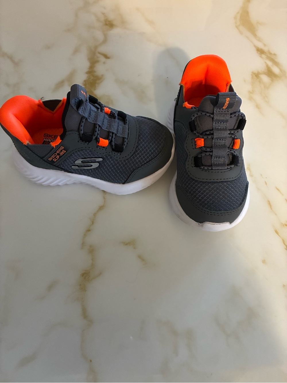 Skechers Kids Gray & Bright Orange Slip-On Sneakers
